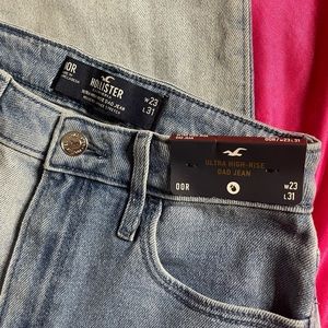 nwt hollister ultra high rise patchwork dad jean